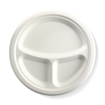 10″ 3/ 25cm Compartment Round BioCane Plate (500/Carton)