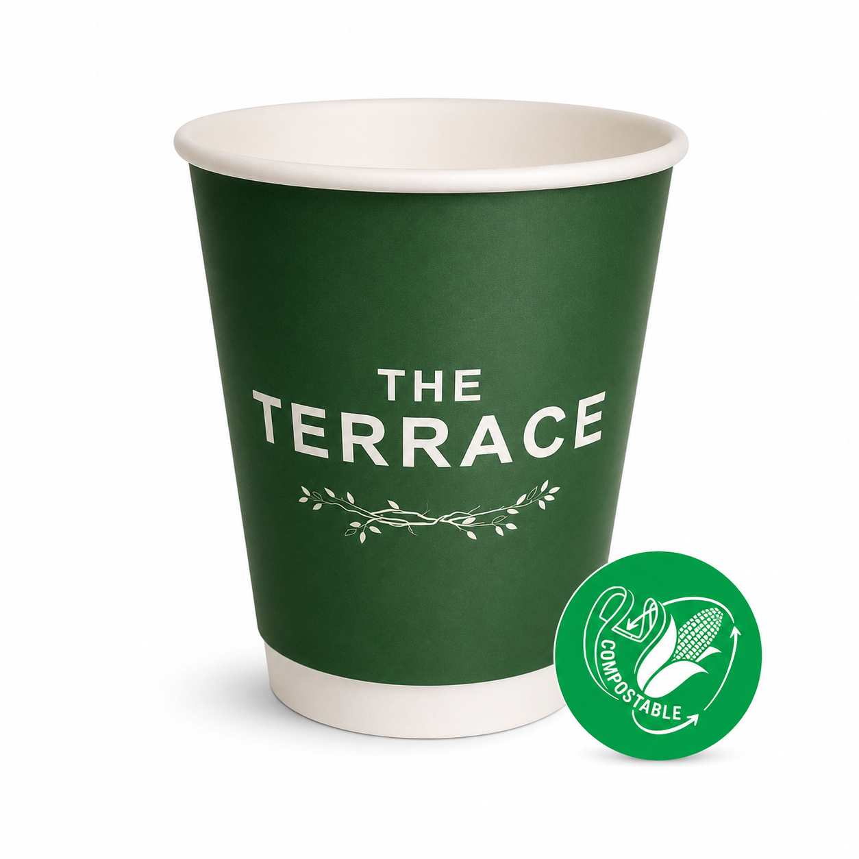 Compostable Double Wall 12oz (360ml) Custom Printed Cups (Min. 500/Carton)