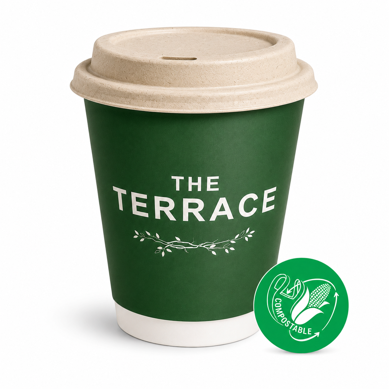 Compostable Double Wall 12oz (360ml) Custom Printed Cups (Min. 500/Carton) - Image 2